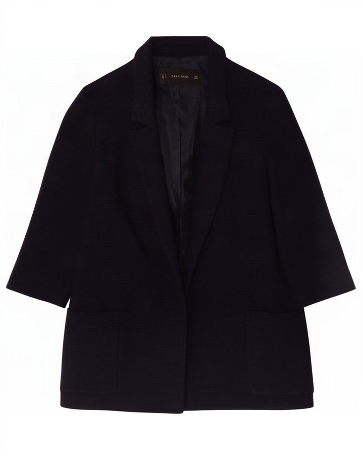 Giacca blazer aperta oversize da donna con maniche a 3/4 Zara UK 10 piccola blu navy