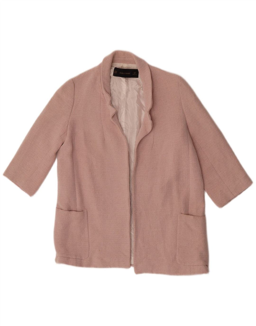 Giacca Blazer Aperta da Donna con Maniche a 3/4 ZARA UK 6 XS Rosa