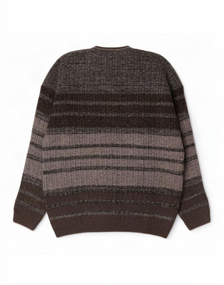 Maglione da uomo con scollo a V Tris Line IT 54 XL Lana a righe grigie