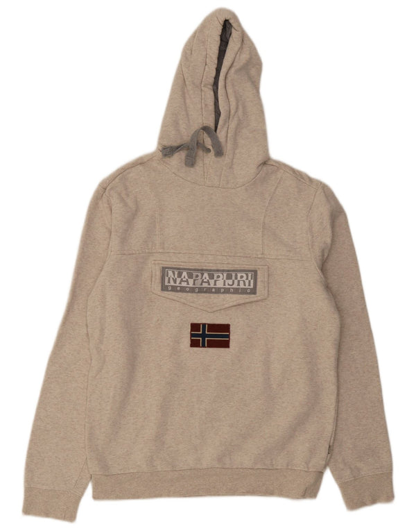 Maglione con cappuccio grafico da uomo Napapijri in cotone beige medio
