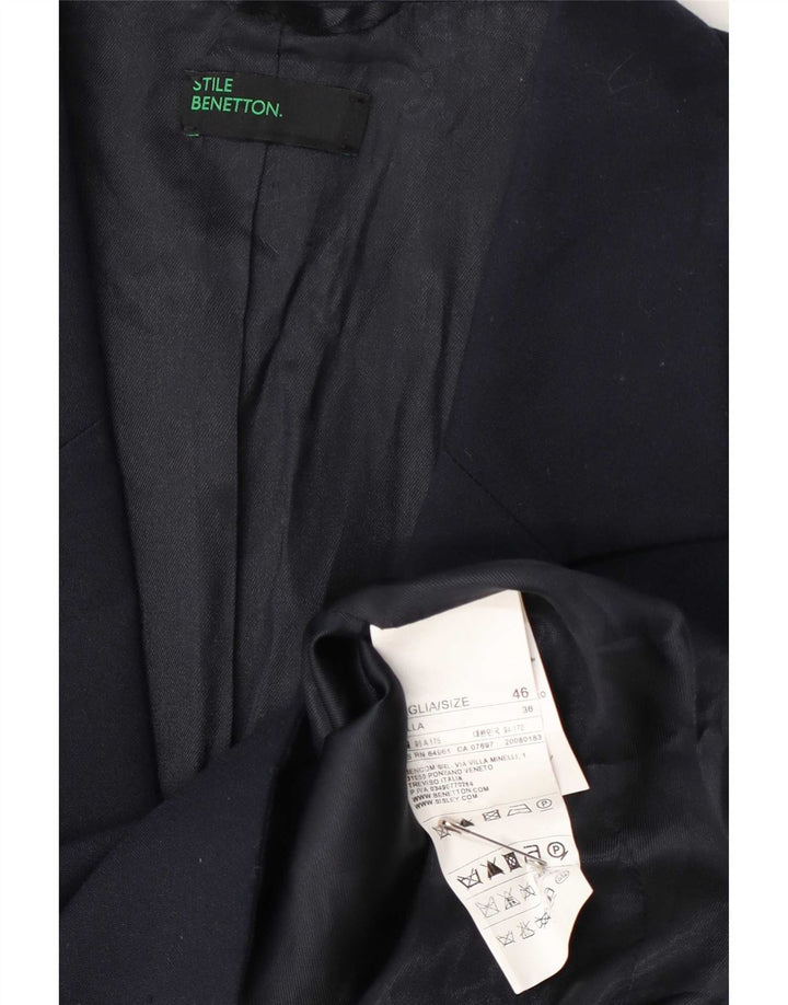 Giacca blazer da donna a 2 bottoni Benetton IT 46 Large blu navy in poliestere