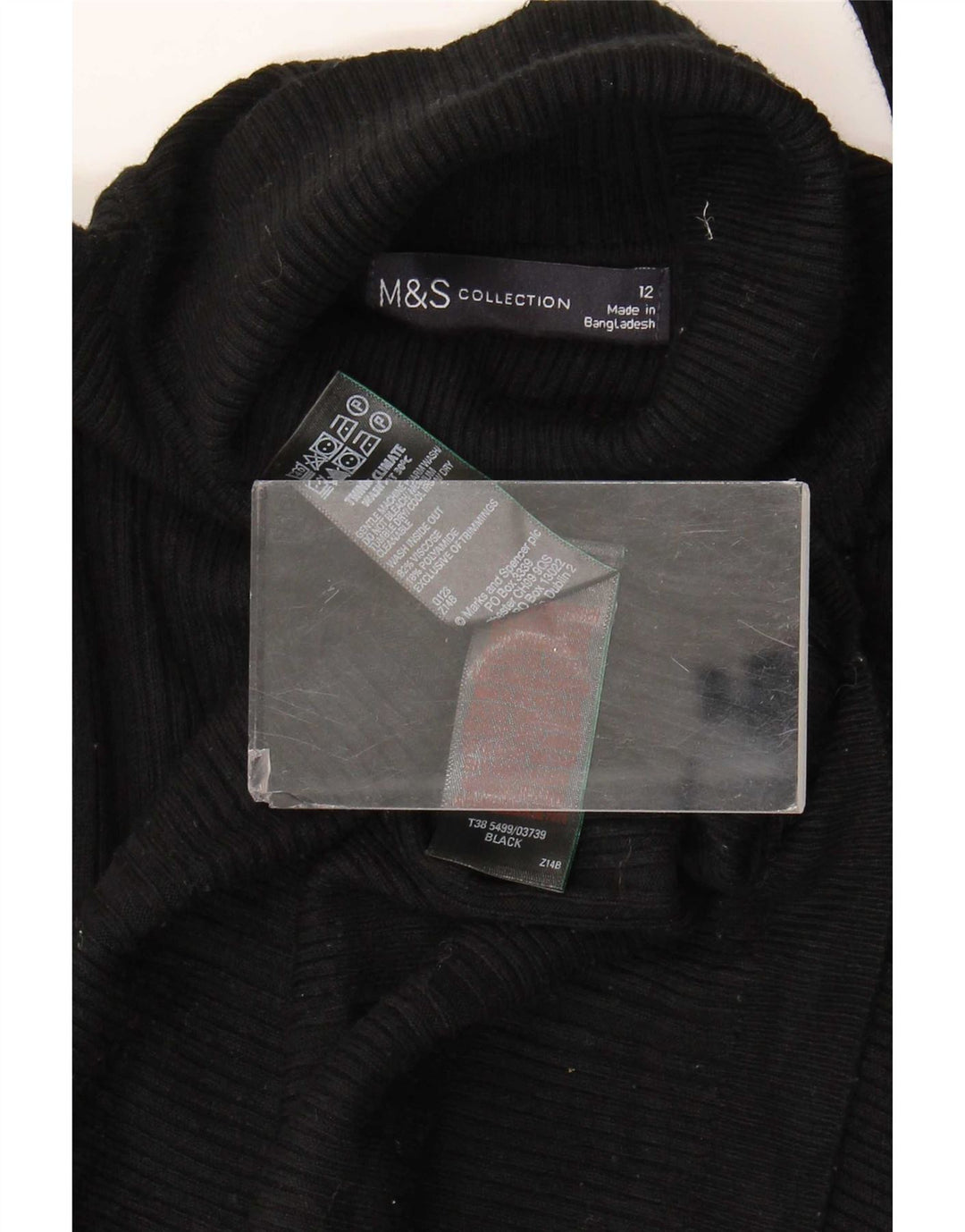 Maglione maglione a collo alto da donna Marks & Spencer UK 12 viscosa nera media