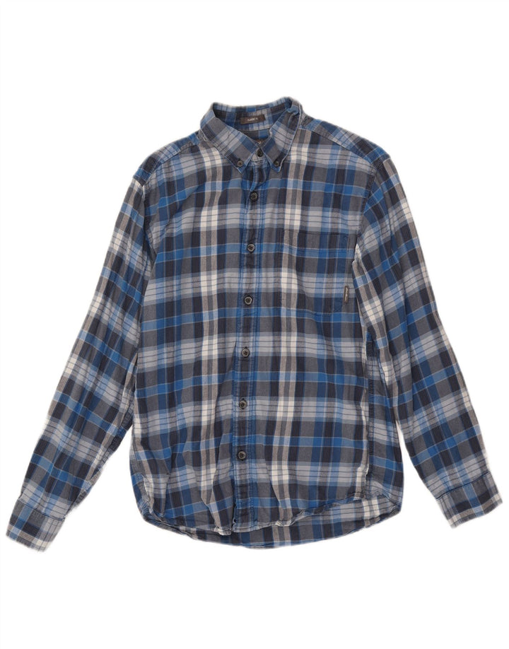 Eddie Bauer Camicia da uomo in flanella dalla vestibilità classica, piccolo cotone scozzese blu