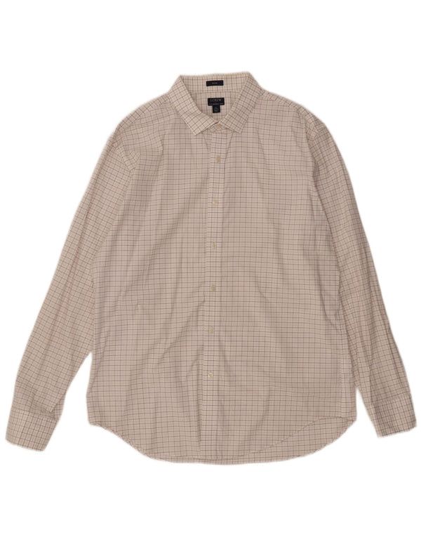 J. CREW Camicia slim da uomo taglia 17 1/2 XL cotone a quadri bianco