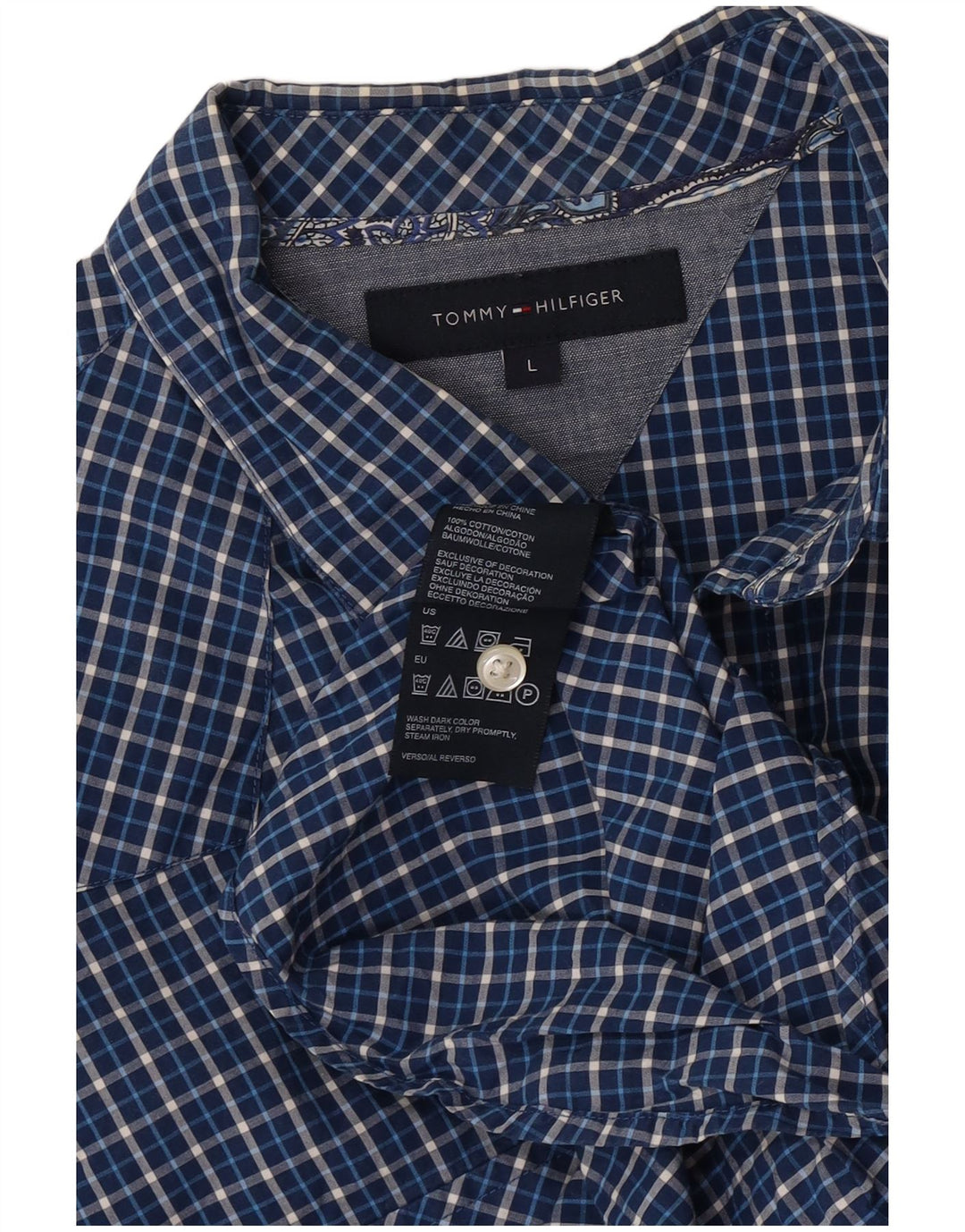 Camicia da uomo Tommy Hilfiger a quadri grandi in cotone blu