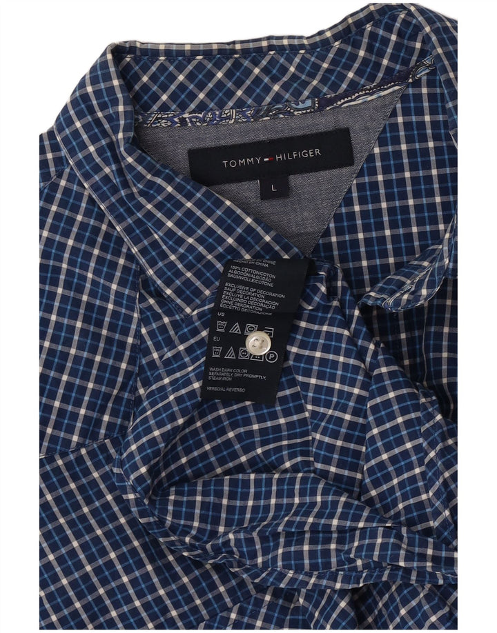 Camicia da uomo Tommy Hilfiger a quadri grandi in cotone blu