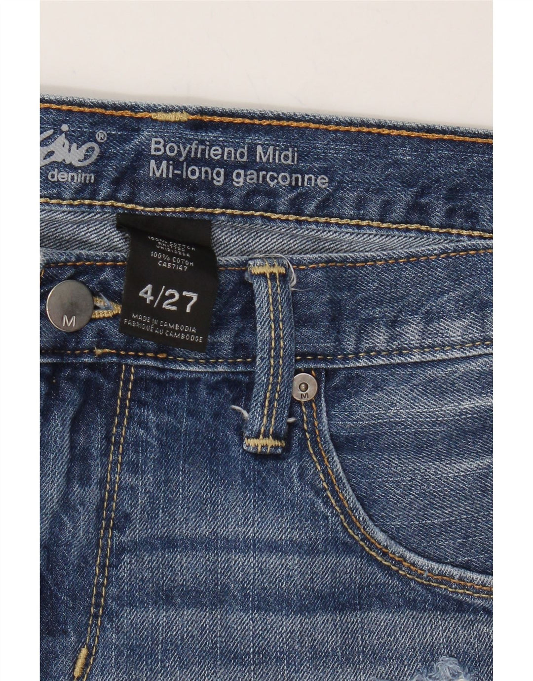 MOSSIMO Womens Boyfriend Mid Rise Denim Shorts US 4 Small W27 Blue Vintage Mossimo and Second-Hand Mossimo from Messina Hembry 