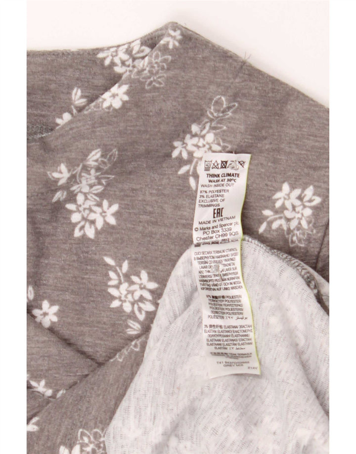 Marks & Spencer Top oversize da donna manica 3/4 UK 8 piccolo grigio floreale