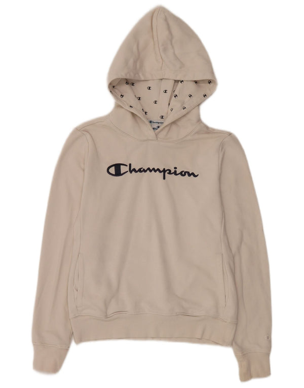 Maglione con cappuccio grafico da donna Champion UK 10 piccolo cotone bianco