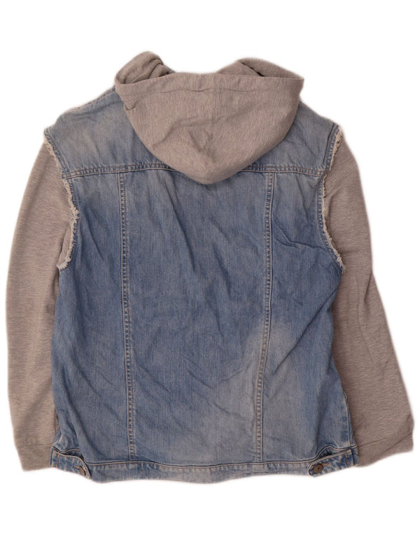 Giacca di jeans con cappuccio da donna Zara UK 14 Colorblock blu medio
