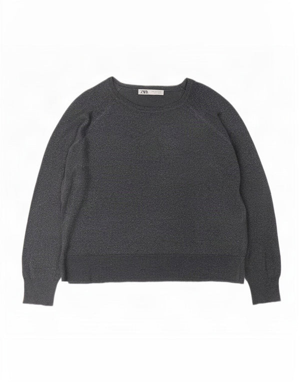 Blusa oversize da donna Zara Top UK 10 piccola viscosa chiazzata grigia