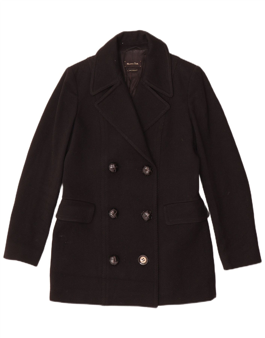 Cappotto doppiopetto da donna Massimo Dutti EU 38 piccolo in lana nera
