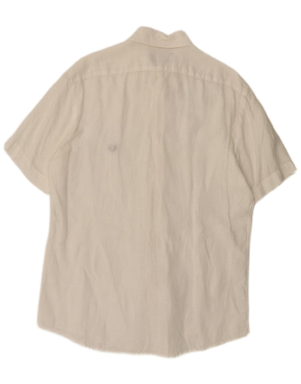 Fred Perry Mens Short Sleeve Shirt Medium White Linen