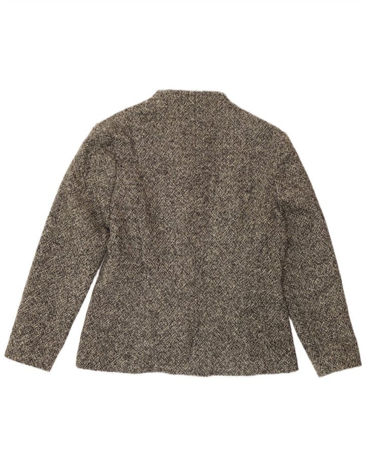 Giacca blazer vintage da donna a 3 bottoni UK 12 grigio medio chiazzato
