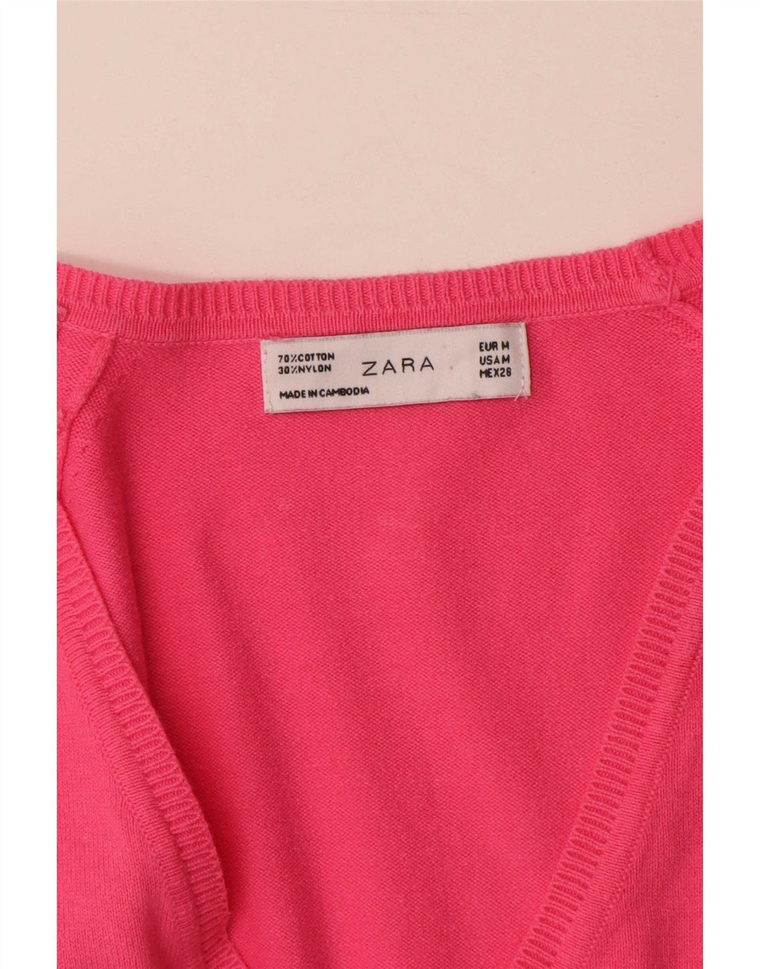 Maglione cardigan da donna Zara UK 12 cotone rosa medio