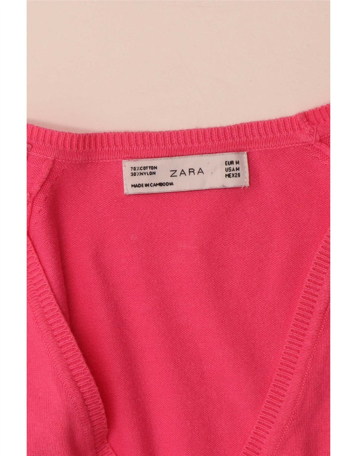 Maglione cardigan da donna Zara UK 12 cotone rosa medio