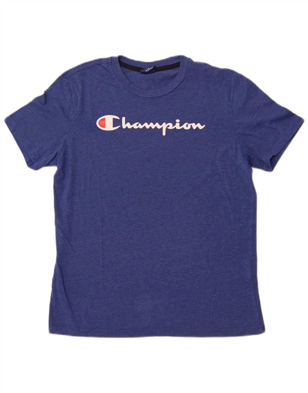 T-shirt grafica da uomo CHAMPION Top in cotone blu medio