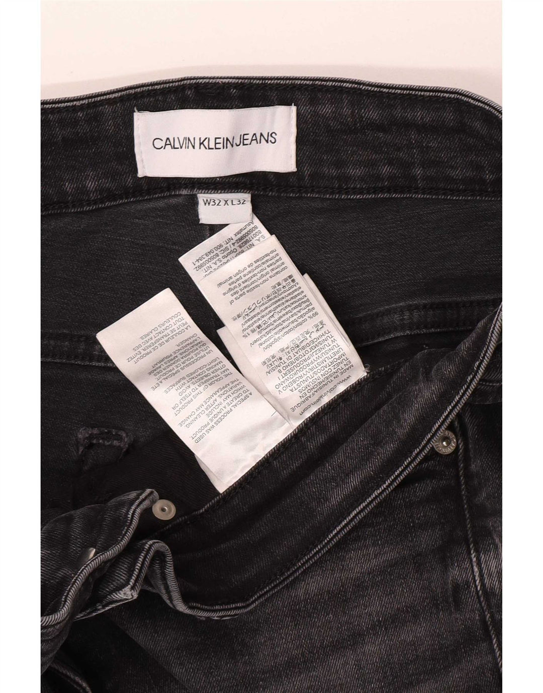 Jeans slim da uomo Calvin Klein W32 L32 cotone grigio