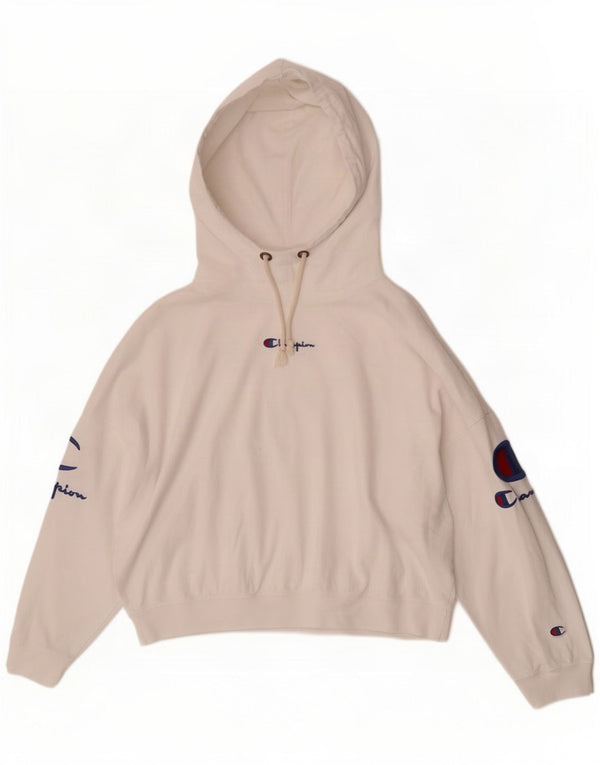 Maglione con cappuccio grafico oversize da donna Champion con maniche a 3/4 UK 4 XS Bianco