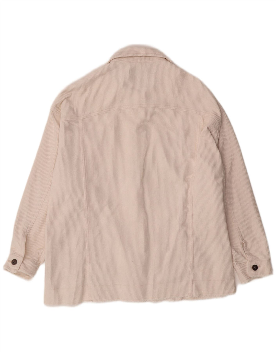 Giacca da donna oversize in velluto a coste ZARA UK 16 grande in cotone bianco sporco