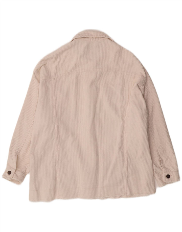 Giacca da donna oversize in velluto a coste ZARA UK 16 grande in cotone bianco sporco