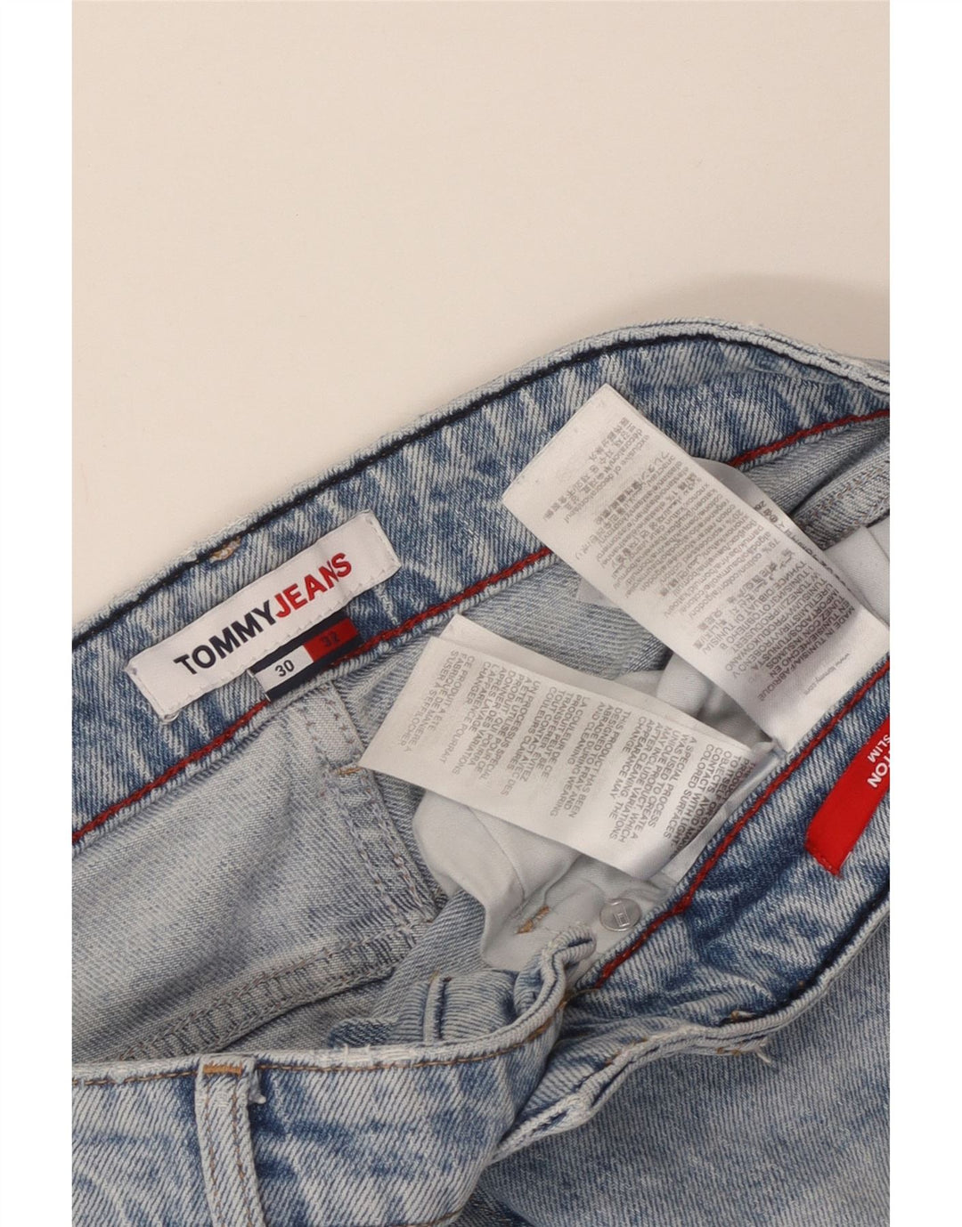 TOMMY HILFIGER Jeans slim effetto consumato da uomo W30 L32 cotone blu