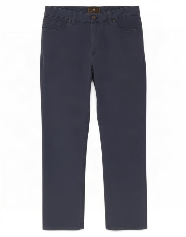 Pantaloni casual dritti da uomo Marks & Spencer W34 L31 cotone blu navy