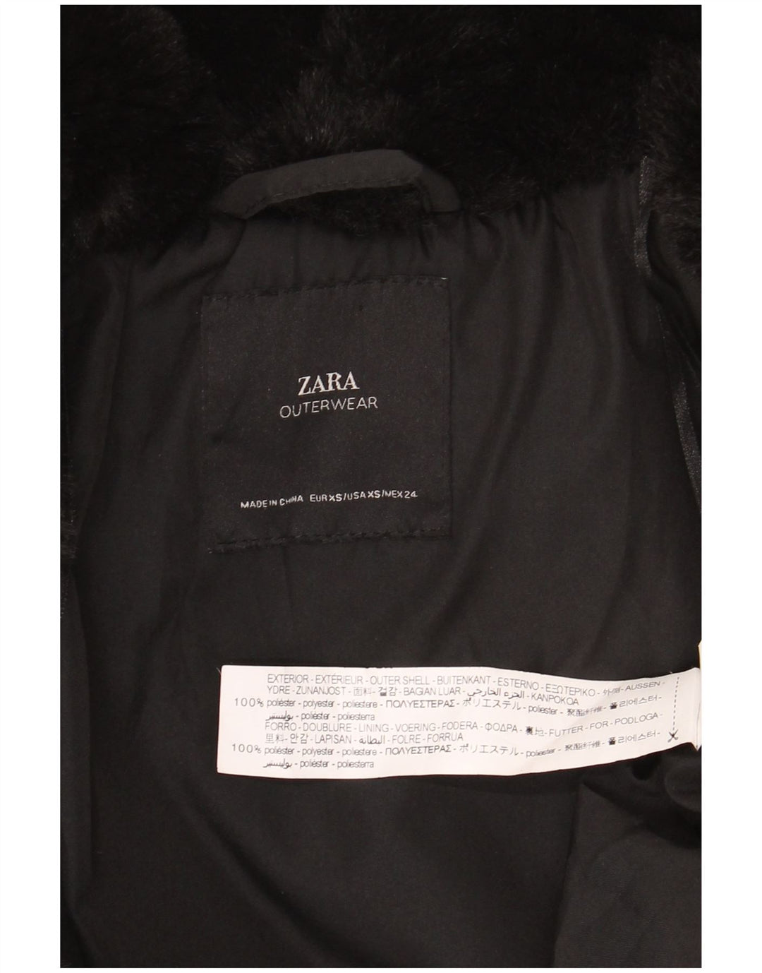 Giacca da donna in pelliccia sintetica Zara UK 6 XS poliestere nero