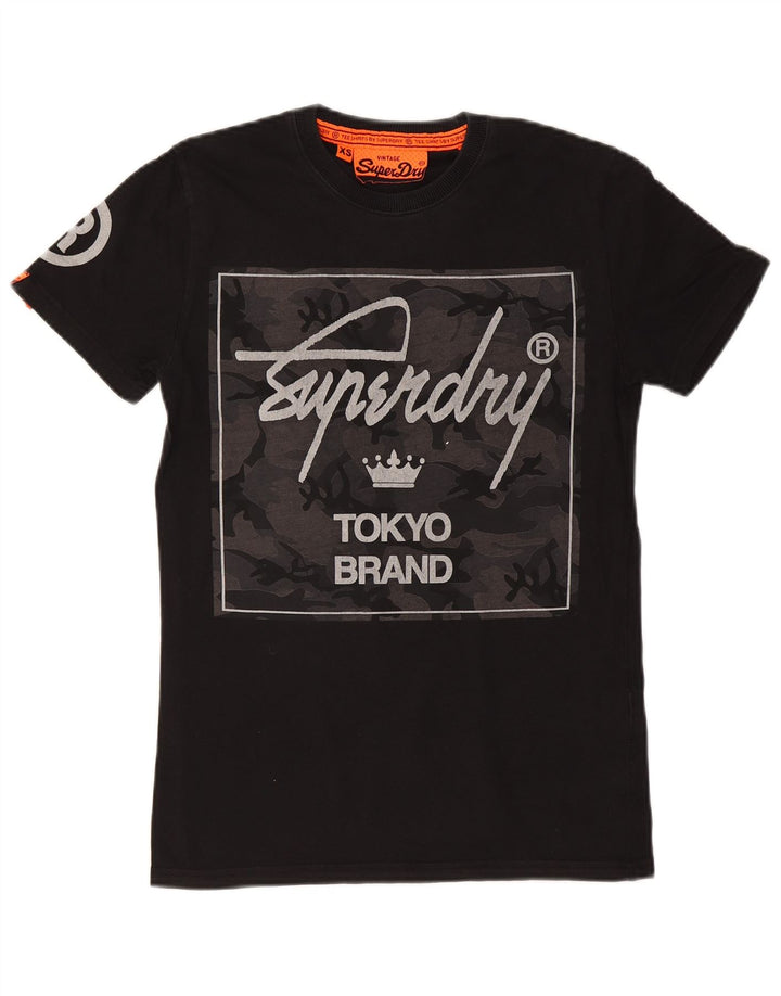 SUPERDRY Mens Graphic T-Shirt Top XS Black Cotton Vintage Superdry and Second-Hand Superdry from Messina Hembry 