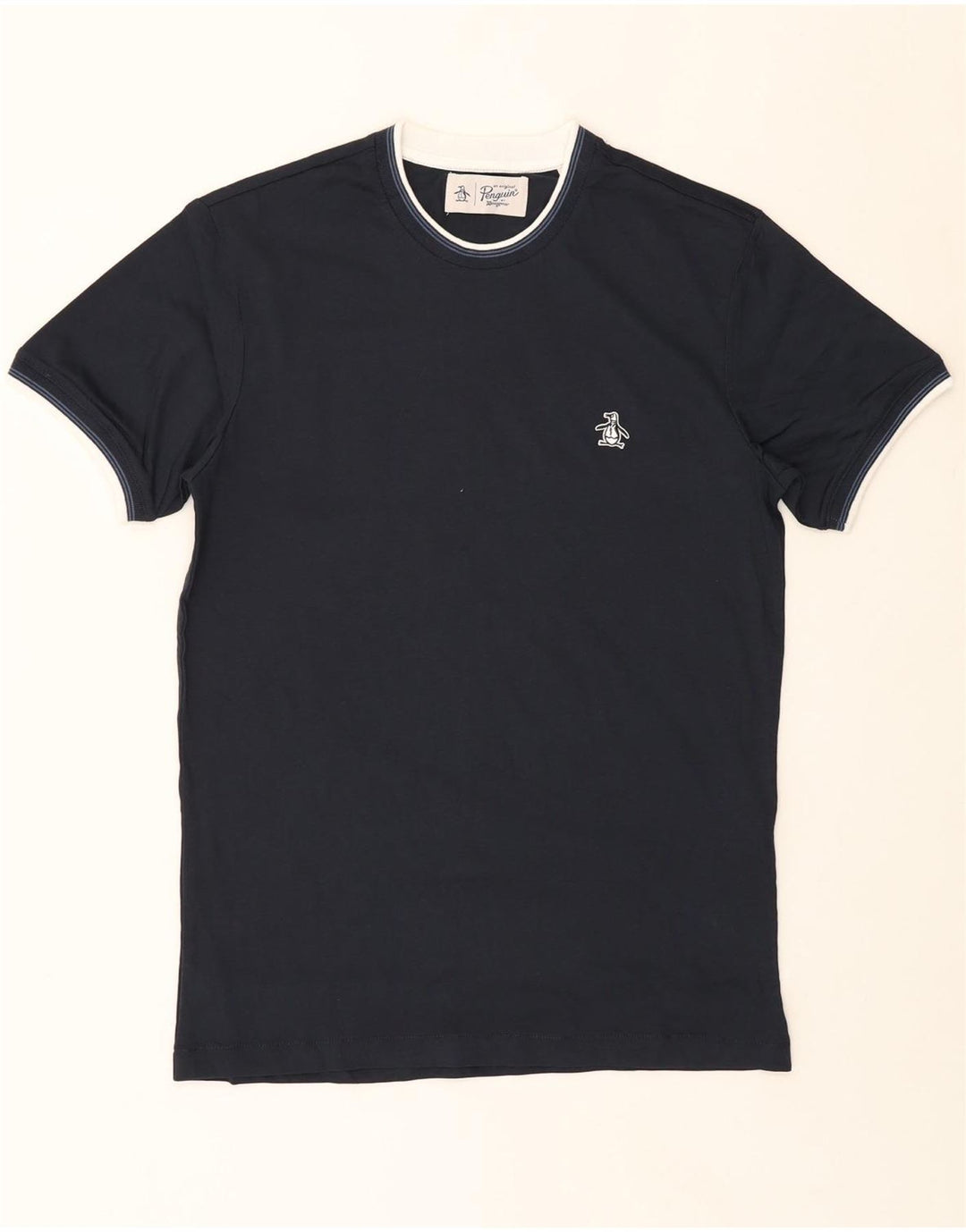 PENGUIN Mens T-Shirt Top Medium Navy Blue Cotton Vintage Penguin and Second-Hand Penguin from Messina Hembry 