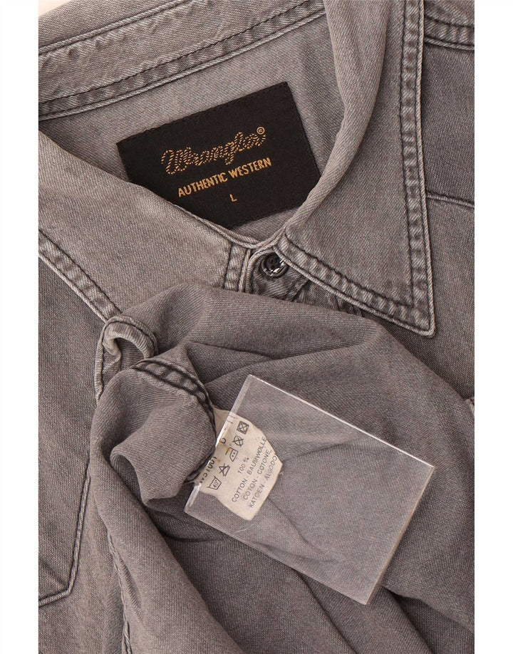 Camicia di jeans da uomo Wrangler grande in cotone grigio
