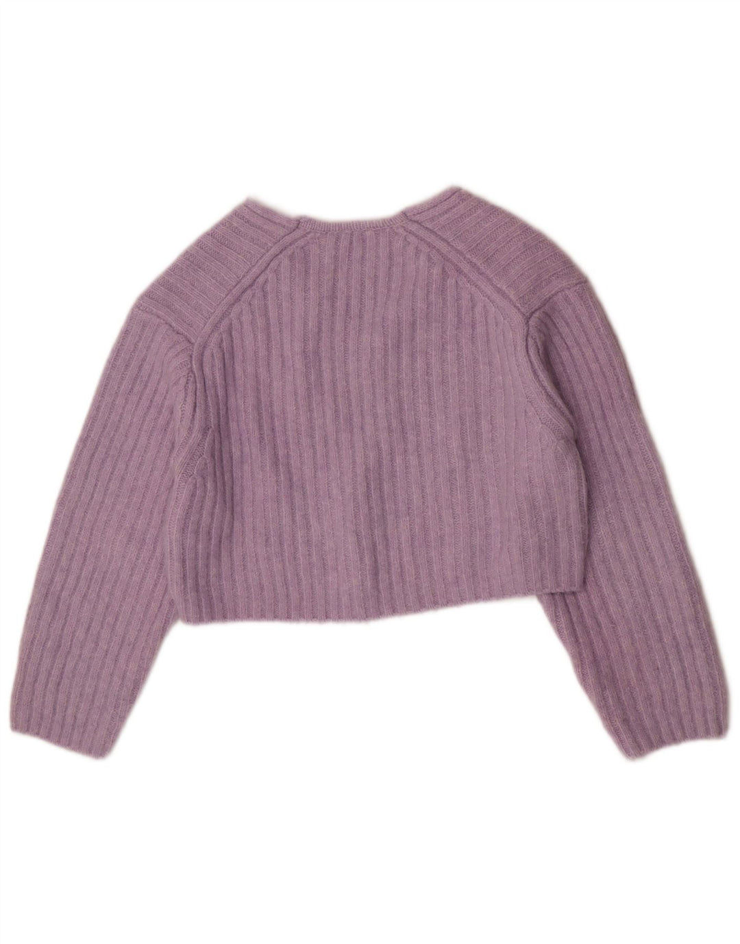 Maglione corto con scollo a V da donna Zara UK 14 Poliestere viola medio