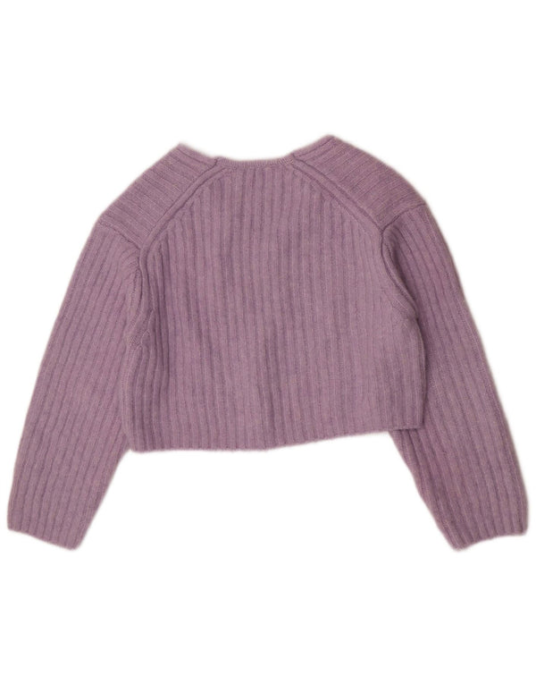 Maglione corto con scollo a V da donna Zara UK 14 Poliestere viola medio