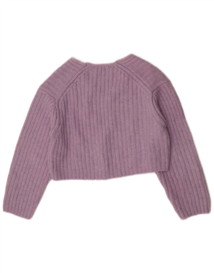 Maglione corto con scollo a V da donna Zara UK 14 Poliestere viola medio