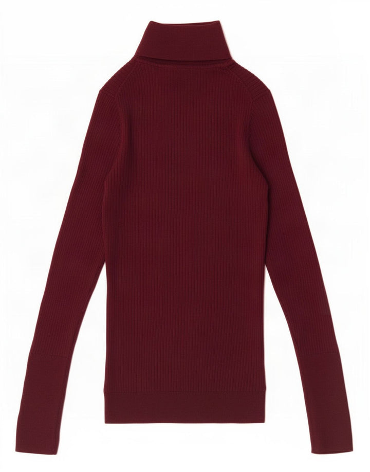 Maglione maglione a collo alto da donna Hobbs UK 8 piccolo lana vergine marrone