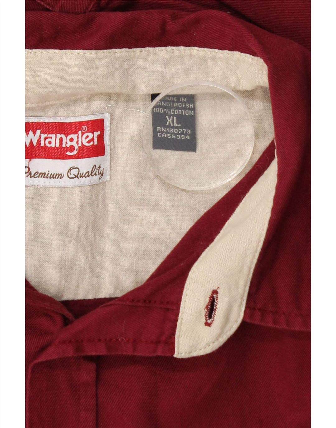 Camicia da uomo Wrangler XL in cotone bordeaux