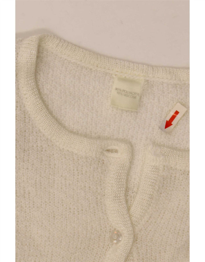 Maglione cardigan oversize da donna vintage UK 16 grande bianco
