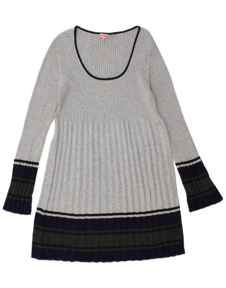 Abito maglione da donna Phase Eight UK 14 Cotone color block grigio medio