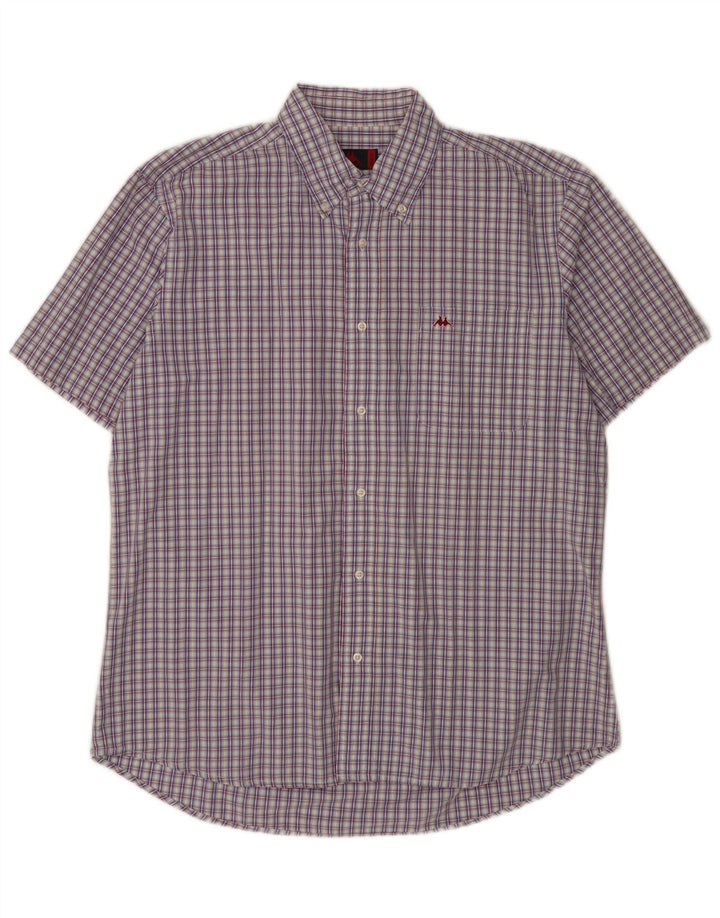 Camicia Kappa da uomo a maniche corte XL in cotone a quadri blu
