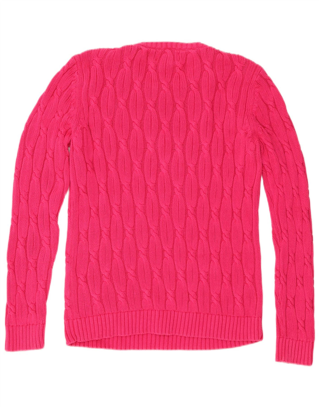 Maglione maglione girocollo da donna Lands End UK 14 Cotone rosa medio