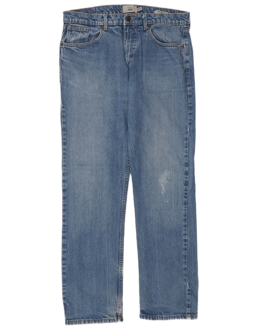 Jeans dritti regolari da uomo Marks & Spencer W34 L31 cotone blu