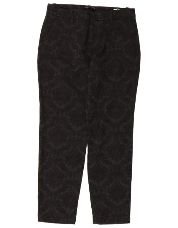 Pantaloni chino dritti da donna Zara medi W28 L27 cotone floreale nero