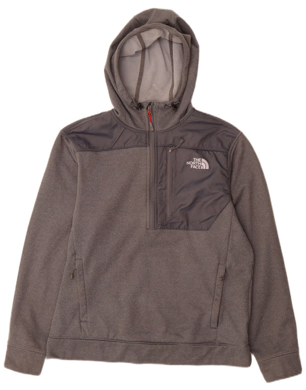 Felpa con cappuccio da uomo The North Face con zip e collo, grande, in poliestere color block grigio