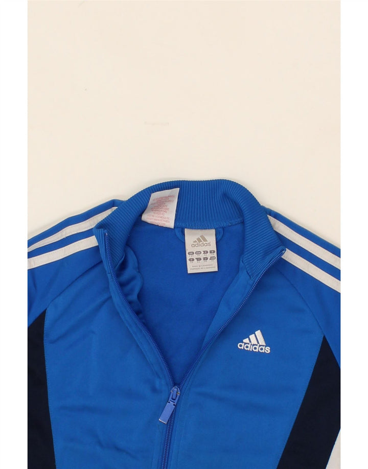 ADIDAS Boys Tracksuit Top Jacket 7-8 Years Blue Colourblock Polyester Vintage Adidas and Second-Hand Adidas from Messina Hembry 