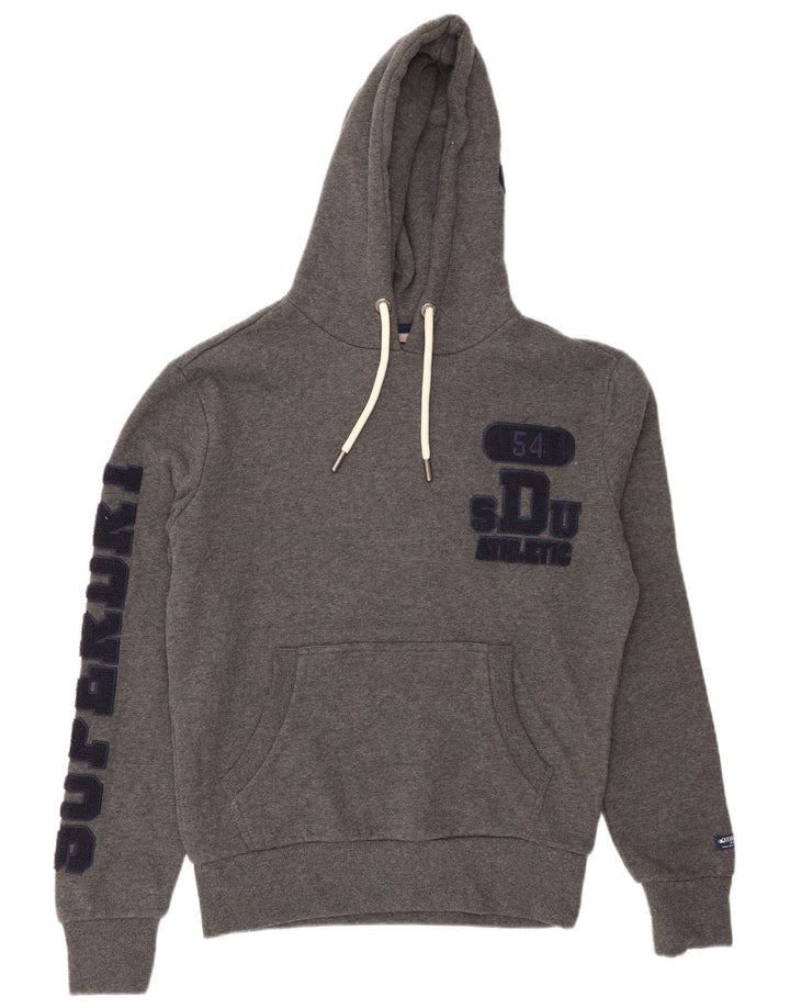 Maglione con cappuccio grafico da uomo SUPERDRY piccolo in cotone grigio
