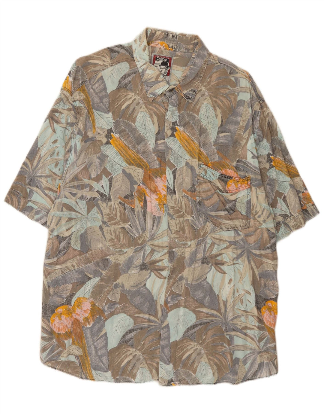 Camicia vintage da uomo a maniche corte XL multicolore floreale