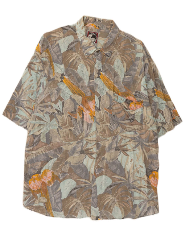 Camicia vintage da uomo a maniche corte XL multicolore floreale