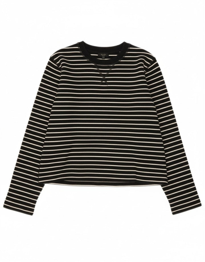 Massimo Dutti Top da donna a maniche lunghe UK 14 Cotone a righe nere medie