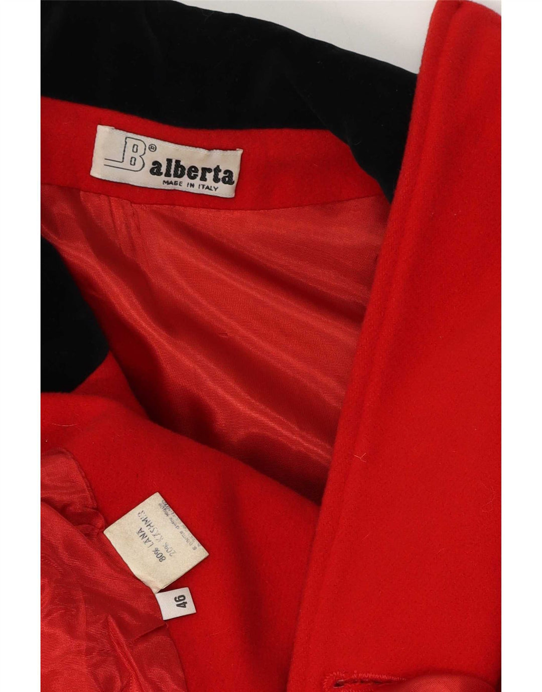Cappotto doppiopetto vintage da donna IT 46 grande in lana rossa
