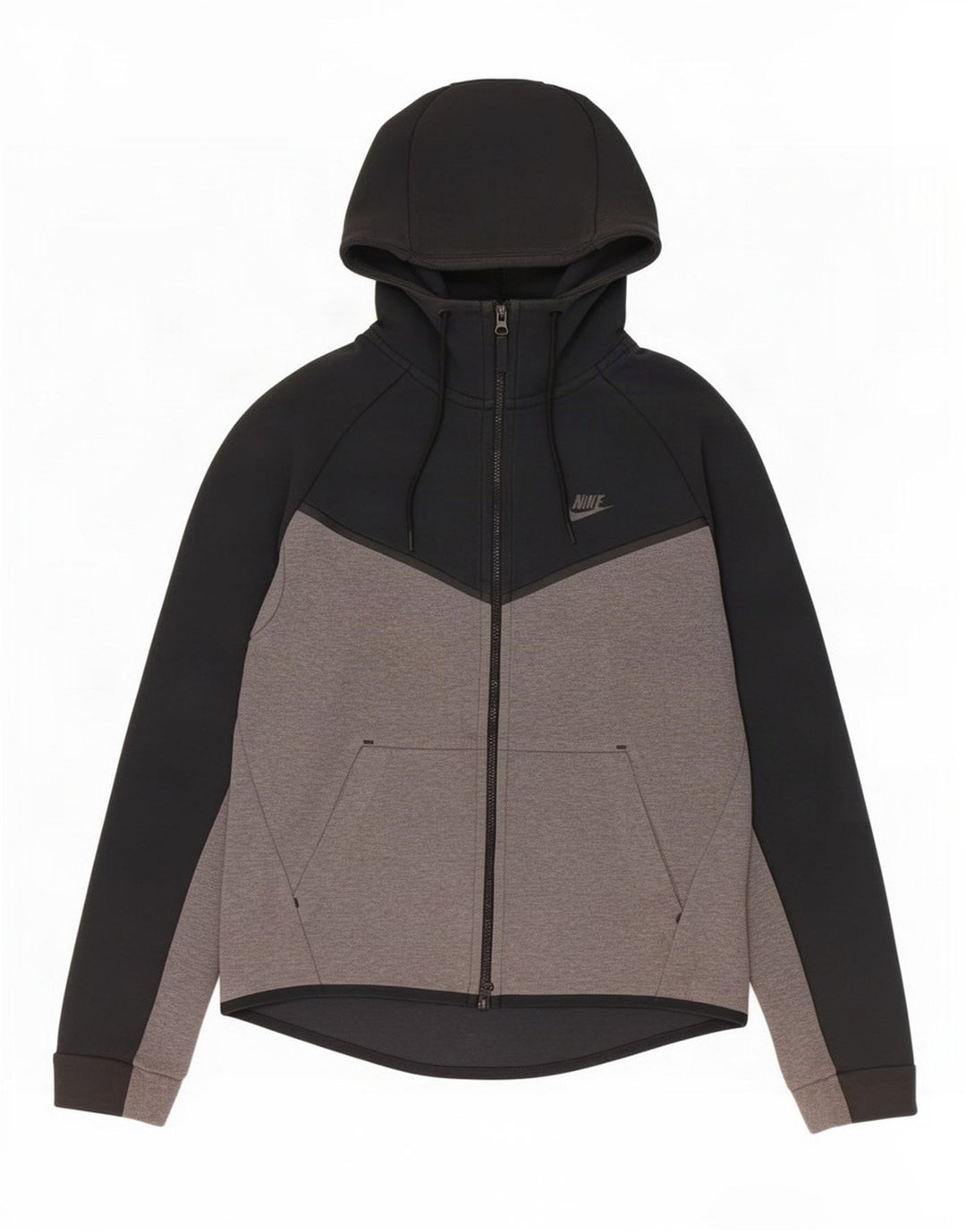 Felpa con cappuccio e zip Nike da uomo in cotone color block medio nero